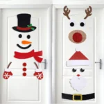 Christmas Door Window Stickers Felt Cloth Cartoon Snowman Santa Claus Elk Wall Sticker for Winter Xmas Noel new year Decor Decal