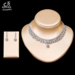 ASNORA Ladies Cubic Zirconia Bridal Earrings and Necklace Fashion Set Bridal Engagement Wedding Jewelry X-01157