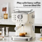 Espresso Coffee Machine 20 Bar Stainless Steel Espresso Maker with Milk Frother Steam Wand 2 in 1 1050W Semi-Automatic Cappuccin